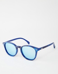 Круглые солнцезащитные очки в синей оправе Le Specs Bandwagon