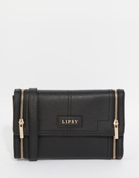 Черная сумка через плечо с двумя молниями Lipsy - Черный