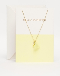 Ожерелье с открыткой Orelia Hello Sunshine - Бледно-золотистый