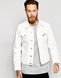 Белая стретчевая джинсовая куртка зауженного кроя Lee