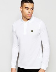 Белая футболка-поло с длинными рукавами и логотипом-орлом Lyle &amp; Scott