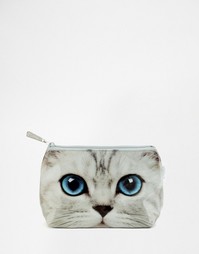 Серебристая косметичка с кошечкой Catseye - Silver kitty