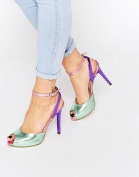 Сандалии металлик из двух частей на каблуке Love Moschino