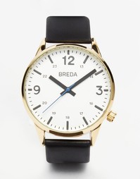 Часы с черным кожаным ремешком Breda Slate - Черный