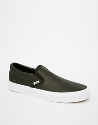 Классические кожаные кеды-слипоны Vans - Черный