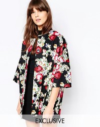 Пальто с рукавами-кимоно с принтом в виде вышивки Helene Berman