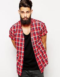 Рубашка в клетку с короткими рукавами ASOS - Красный