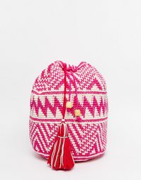 Рюкзак в стиле кроше с кисточкой и бусинами Hiptipico - Розовый
