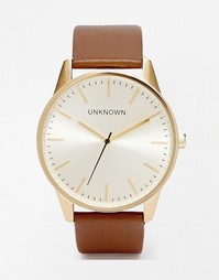 Часы с коричневым кожаным ремешком Unknown - Рыжий