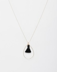 Ожерелье ограниченной серии с овальной подвеской и кисточкой - Черный Asos