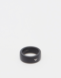 Черное кольцо с логотипом Emporio Armani - Черный