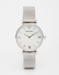 Серебристые часы с сетчатым ремешком Emporio Armani Gianni