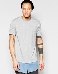 Супердлинная футболка с джинсовой рубашечной кромкой ASOS