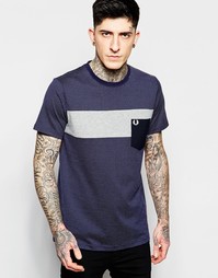 Футболка в горошек со вставкой на груди Fred Perry - Синий