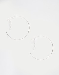 Серебряные серьги-кольца 40 мм с цепочками ASOS - Серебряный