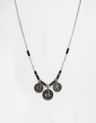 Серебряное ожерелье с разноцветными подвесками-монетами ASOS