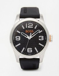 Часы с черным силиконовым ремешком BOSS Orange Paris - Черный