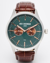 Часы c кожаным ремешком Ben Sherman - Коричневый