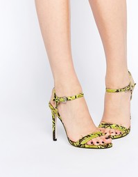Босоножки на каблуке ASOS HAPHAZARD - Chartreuse snake