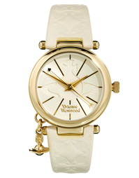 Часы с кожаным ремешком и подвеской-орбитой Vivienne Westwood - Белый
