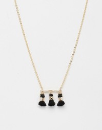 Ожерелье ограниченной серии с планкой и тремя кисточками - Черный Asos