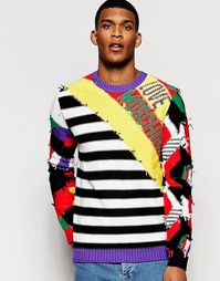 Полосатый джемпер Love Moschino Crazy - Желтый