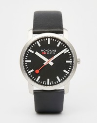 Часы с кожаным ремешком Mondaine, 41 мм - Черный