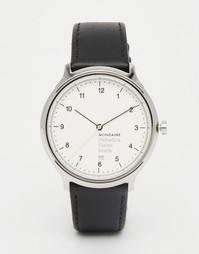 Часы с черным кожаным ремешком и корпусом 40 мм Mondaine Helvetica