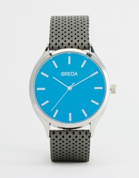 Часы с серым кожаным ремешком с перфорацией Breda Meter - Серый