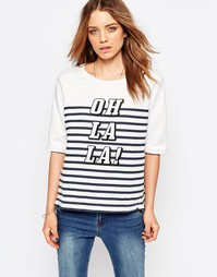 Топ в полоску с надписью Oh La La Maison Scotch - Белый 1