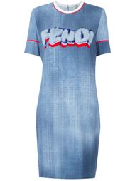 платье шифт с аппликацией-логотипом Fendi