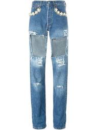 джинсы с рваной отделкой Forte Couture