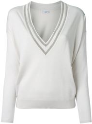 v neck trim detail relaxed jumper Brunello Cucinelli