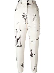 giraffe print cropped trousers Rochas