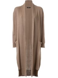 contrast panel hem long drape cardigan Loveless