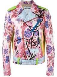 байкерская куртка с цветочным принтом   Moschino
