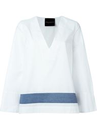 'Netra'contrast stripe v neck wide sleeve blouse Erika Cavallini