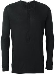 long sleeve henley top Blk Dnm