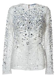 прозрачная блузка с украшением из кристаллов Blumarine