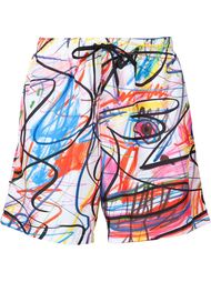 scribble print swim shorts Jeremy Scott