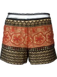 lace overlay multi pattern short shorts Alberta Ferretti