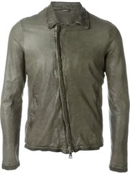 asymmetric zip fastening leather jacket Giorgio Brato