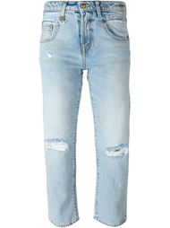 укороченные джинсы с потертой отделкой R13
