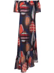 balloon print off-shoulder dress MSGM