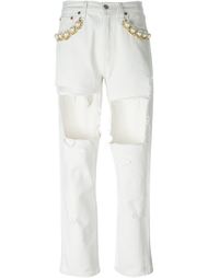 джинсы прямого кроя 'Cowboy Slim' с декорированными карманами  Forte Couture