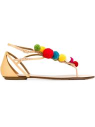 сандалии с помпонами Aquazzura