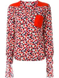 floral print panel detail tie sleeves v neck blouse Sonia By Sonia Rykiel