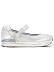 stripe platform crossover strap ballerina shoes Hogan
