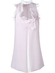 ruffle neck and sleeves box panel pleated shift dress Giambattista Valli