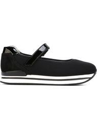 stripe platform crossover strap ballerina shoes Hogan